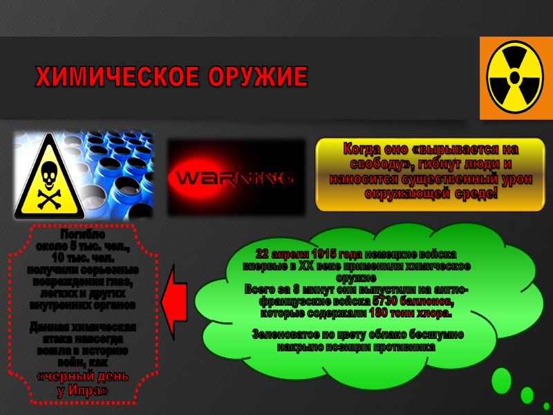 ХИМИЧЕСКОЕ ОРУЖИЕ  Когда оно «вырывается на свободу», гибнут люди и наносится существенный урон